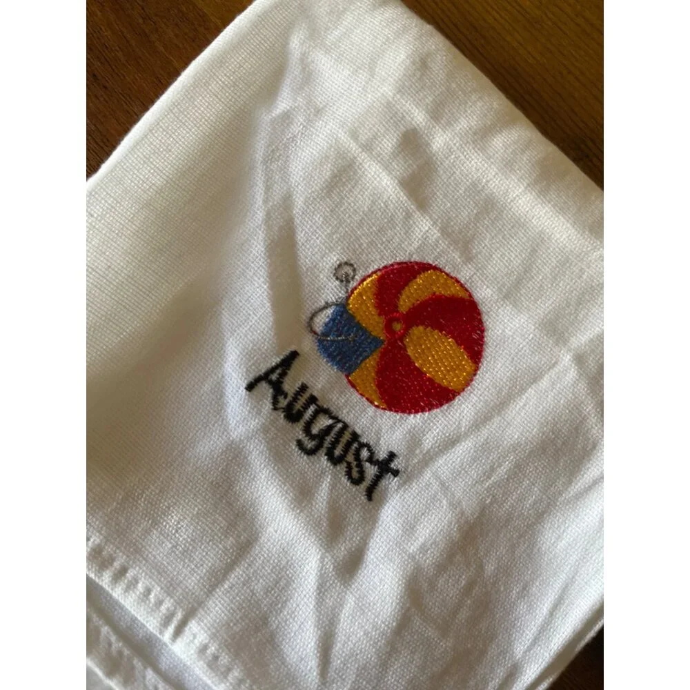 Embroidered Seasonal Linen Hand Towels Set Of 6 Months